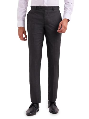 Image of Park Avenue Men's Mid Rise Regular Pants (PMTX07517-G8 Dark Grey, 34