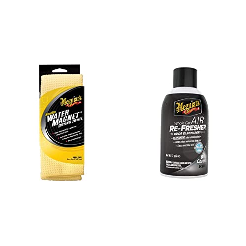 Recopilación de Black Chrome de esta semana. 34 Meguiar's X2000 Toalla de Secado de Microfibra con imán de Agua, 1 Paquete, Amarillo, 22 x 30 Pulgadas + Oficial Air Re-Fresher Eliminador De Olores Black Chrome G181302 57 g