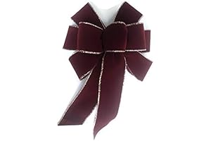 10 Inch Wired Burgundy with Gold Edge Velvet Outdoor Wreath Bows
