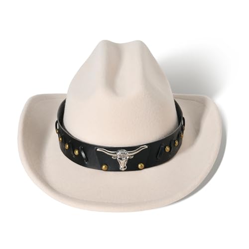 Image of Willheoy Kids Cowboy Hat for Girls Boys Western Cowgirl Hat with Buckle Belt Unisex Wide Brim Fedora Hat Dress Up Costume