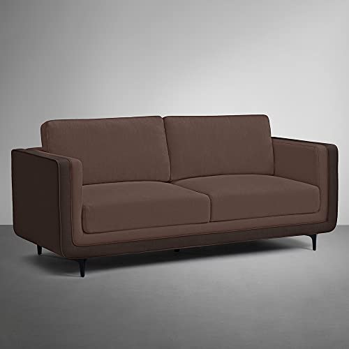 Image of Sleepyhead Mojo - 3 Seater Sofa | Premium Fabric | Dual-Tone Modern Design with Plush Cushioning | Durable Pine Wood Frame & Removable Back Cushion | German Tested | 3 Year Warranty - Crazy Brown