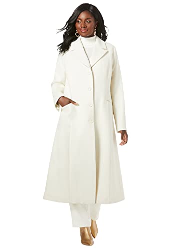 Jessica London Women's Plus Size Full Length Wool Blend Coat
