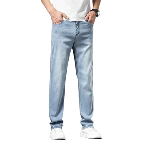 Men's Jeans Straight Fit Loose Denim Long Pants Stretch Casual Trousers