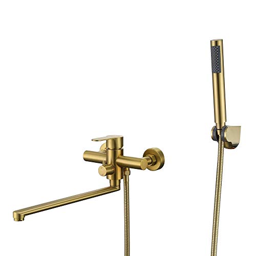 HomeLava Robinet de salle de Bain Mitigeur Monocommande de Douche avec douche à main Robinet de baignoire Mélangeur de bain apparent avec support mural et...