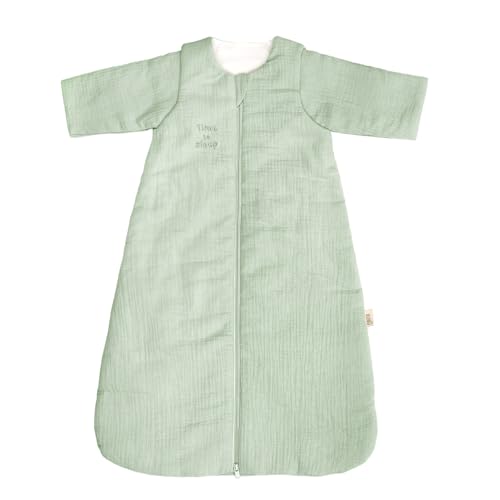 PERLETTI Saco de Dormir Bebe Tog 2.5 Invierno   Algodón Orgánico Transpirable con Mangas Desmontables para Niño Niña   Saco Dormir Infantil Sleeping Bag Cálido Suave (Verde, 0 6 Meses)