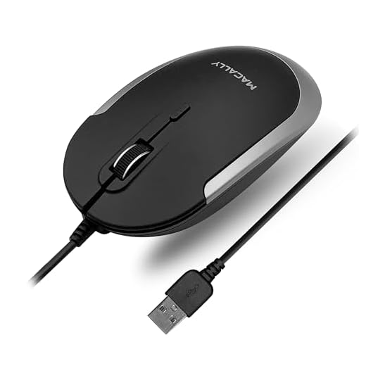 Macally Silent Wired Mouse - Slim & Compact USB Mouse for Apple Mac or Windows PC Laptop/Desktop - Designed with Optical Sensor & DPI Switch - Simple & Comfortable Wired Computer Mouse (Space Gray)