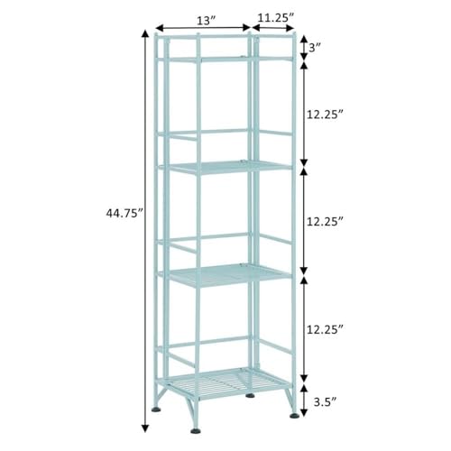 Image of Convenience Concepts Xtra Storage 4-Tier Folding Metal Shelf, Seafoam, 13D x 11.25W x 45H in