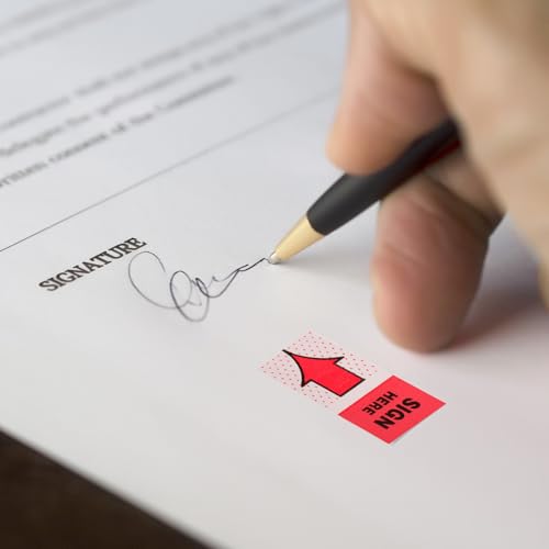 Banderas adhesivas Sign Here: lote de 600 marcapáginas de mensajes para firmar documentos 4