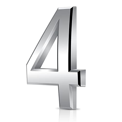 Vicloon Plaque de Numéro de maison moderne 3D, Numéro de Rue en acrylique ABS, Numéros de Boite aux Lettres pour Maison Appartement Hôtel Porte Argent (4)