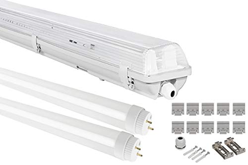 LumenTEC 1 x lampa LED G13 do wilgotnych pomieszczeń IP65, 2 x T8 LED, 36 W, 36 W, 3600 lm, 120 cm, IP65 LED do wilgotnych pomieszczeń, lampa LED do wanny, lampa LED fluorescencyjna, ciepła biel 3000