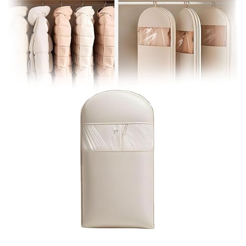 2025 Space Saving Hanging Garment Bag with Self Compression Zipper, Transparent Visibility Space Saving Hanging Protector for Down Coat with Self Compression Zipper (Large)
