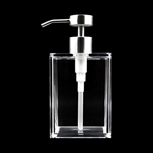HONJAN Hand Dish Soap Dispenser,18oz Clear Square Acrylic Soap Dispenser with 18/8(304) Stainless Steel Pump
