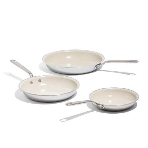 Comparison: Best Oneida Non Stick Cookware 10 Made In Cookware - 3-Piece (Includes 8",10",12") Ceramic Non Stick Frying Pan Set (Stainless Handle) - 5-Ply Stainless Clad with Stay-Cool Handle - Professional Cookware