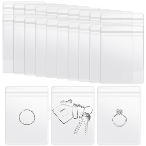 Oruola 40pcs PVC Clear Jewelry Bags,Jewelry Pouches for Storage,Small Self-Sealing Plastic Zip Transparent Lock Bag,8 X 6 Cm Resealable Anti Tarnish Small Zip Clear Bags for Earrings Rings Necklaces