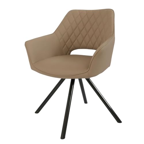 ダイニングチェア 肘付き 回転椅子 肘付 北欧 回転チェア おしゃれ ダイニング チェア 食卓椅子 1脚 モダン 単品 レトロ ホテルライク レザー (ベージュ)