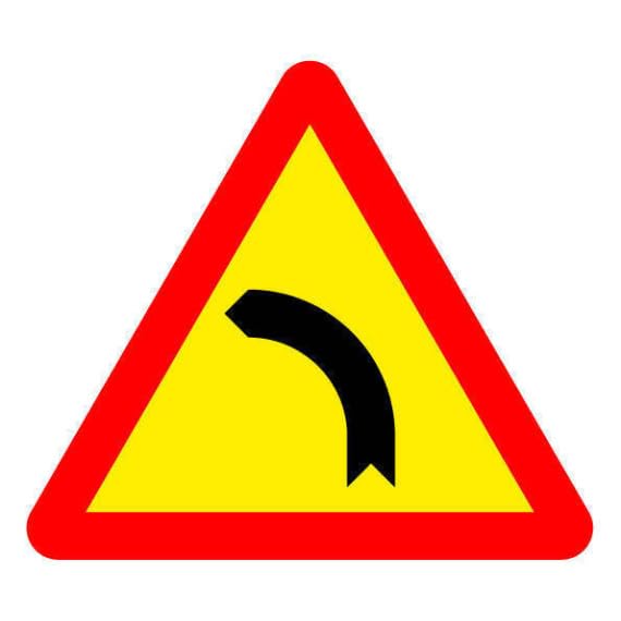 Señal de obra curva peligrosa hacia la izquierda en acero galvanizado SEKURECO