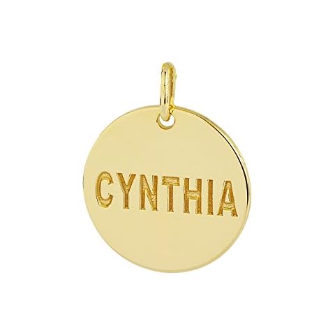 Soul Jewelry Tiny 1/2 Inch Round Disc Charm Pendant Solid 14K Gold Personalized Deep Laser Engraved Any Name GC04 (0) Cover