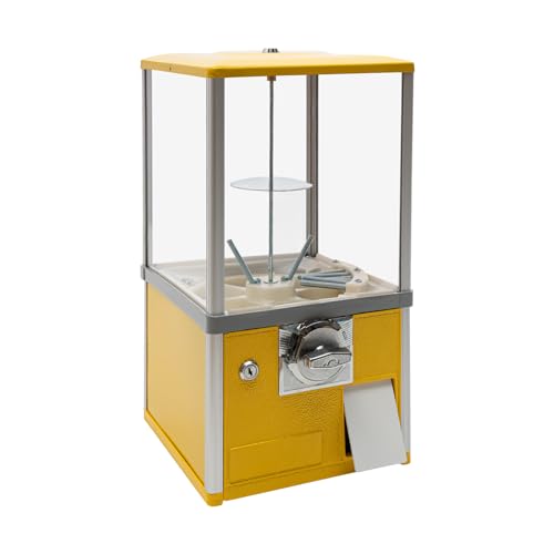 BAITGMYING 25-Cent Vending Machines 4.5-5cm Candy Gumball Machine for 1.77in Diameter of Capsule Toys Coin Bank Capacity 800 Coins Yellow