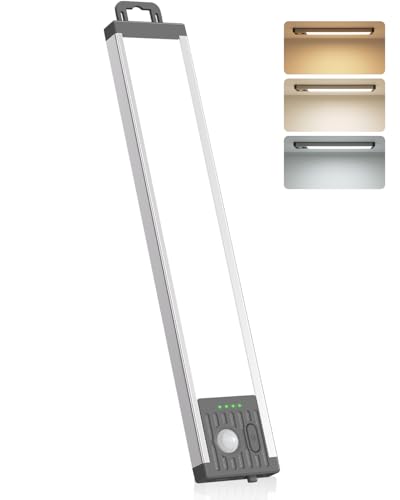 Schrankbeleuchtung Kabellose Schranklicht mit Bewegungsmelder - 2800mAh Akku 50 LEDs 3 Farbten Dimmbar Unterschrank Beleuchtung Küche - Kleiderschrank Schränke Treppe Magnetisch Licht [1 Stück]