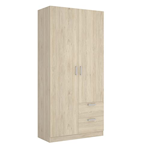 DEKIT GRUPO RIMOBEL MAXI - Armario con dos puertas y dos cajones - Natural- 215 x 52 x 100 cm