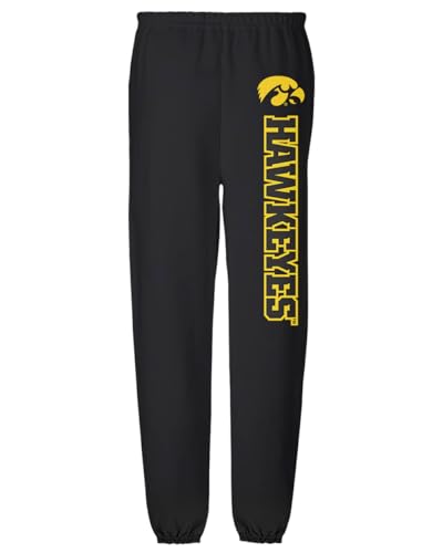 University of Iowa Officially Licensed Apparel - Collegiate Name Jogger Sweatpants, Charcoal Heather,Large