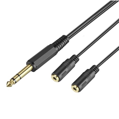 Cable adaptador audio 6.35 mm macho a dual 6.35 mm y 3.5 mm hembra 0.2 m miniatura 3