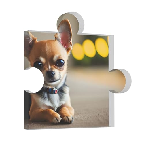 Cartel de perro chihuahua con impresión acrílica para decoración del hogar, bodas, escritorios conmemorativos, oficina, corazón personalizado