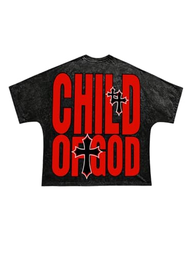 GORGLITTER Men's Oversized Y2K Graphic Tees Vintage Short Sleeve Crew Neck Hip Hop Cropped Shirt Streetwear