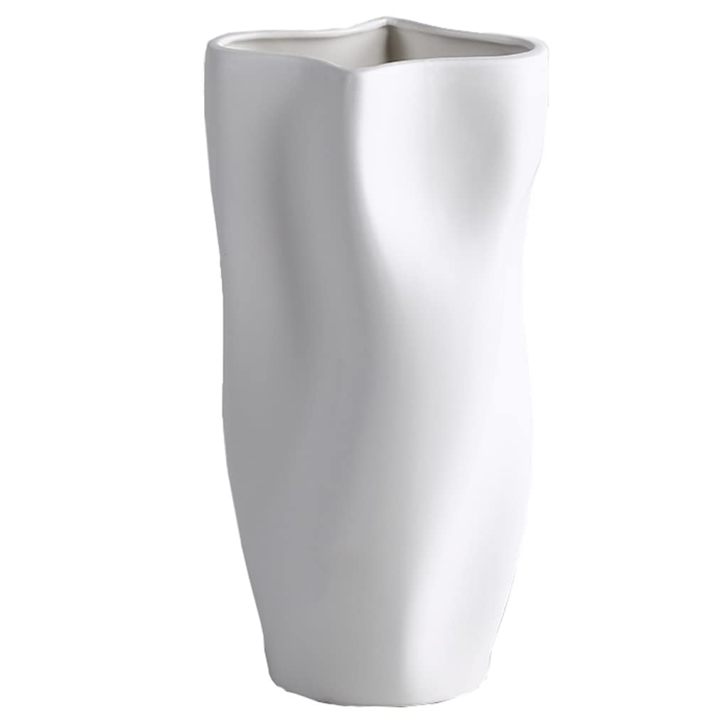 GPDNBIEU, Nordic Water Ripple, for Home Decor Modern, Art Bud Vase Flowers for Living Room Dining Table(White)