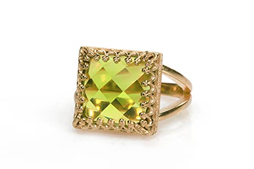 Bague péridot en or rose 14k : bijou délicate de pierre de naissance août fait main pour femme