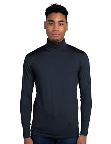 LAPASA Herren Rollkragen Thermounterhemd, Innenfleece Thermounterwäsche langärmliges Thermo-Shirt Funktionsunterwäsche Oberteil (M124), Navy (Wärmer), M