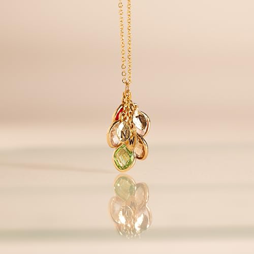 MignonandMignon Birthstone Necklace for Grandma, Initial Necklaces for Women Personalized Jewelry for Women Birthstone Necklace, Grandkids Name Gifts for Mom Necklace Family, Unique – BSON-L-D4