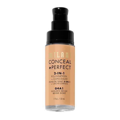 Milani Conceal + Perfect 2-In-1 Foundation + Concealer - Golden Beige (1 Fl. Oz.) Cruelty-Free Liquid Foundation - Cover Under-Eye Circles, Blemishes & Skin Discoloration For A Flawless Complexion #TOP3