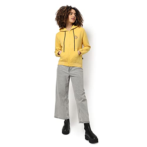 Image of Campus Sutra Women Cotton Zipper Sweatshirt Relaxed Fit for Casual Wear | Full Sleeves | Stylish Sweatshirt Crafted with Comfort Fit and High Performance for Everyday Wear