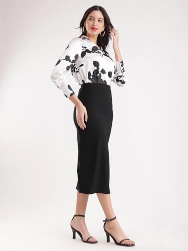 Image of FableStreet Women Shirt | V-Neck Long Sleeve Floral Printed Design | Cotton Jersey Fabric with Button Closure | Perfect for Business Casual