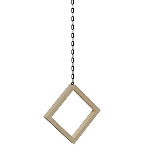 Perchero de Madera con aro para Techo de Hierro Forjado con Cadena para Colgar Ropa