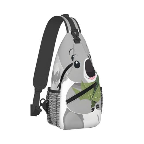 Sacoche bandoulière imprimé koala feuilles vertes, le sac tactique durable et stylé