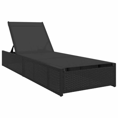 vidaXL Transat Noir 200,5 x 70 x 75 cm polyrotin, Transat réglable, Fauteuil de Jardin Moderne, Chaise Confortable pour Le Soleil, mobilier en Poly rotin