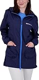 Manteau trapèze Deproc Active Lynn Manteau de Pluie pour Femme avec Capuche imperméable et résistant aux intempéries Coupe-Vent Veste Demi-Saison, Bleu Marine, 46