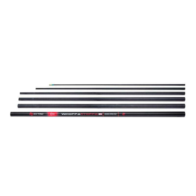 NYTRO Whoppa Stoppa 6m Margin Pole | Big Carp Fishing Pole | Lightweight and Strong | 24 Elastic Rating | 2 Elasticated Top Kits 8-10 and 18+ Fitted | PTFE Bushes | Winder Bung | Code 20400004