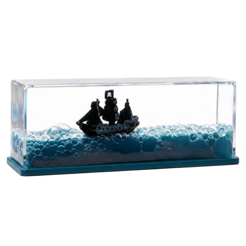 YimiBloss Unsinkable Black Pearl Pirate Ghost Ship in a Fluid Drift Bottle