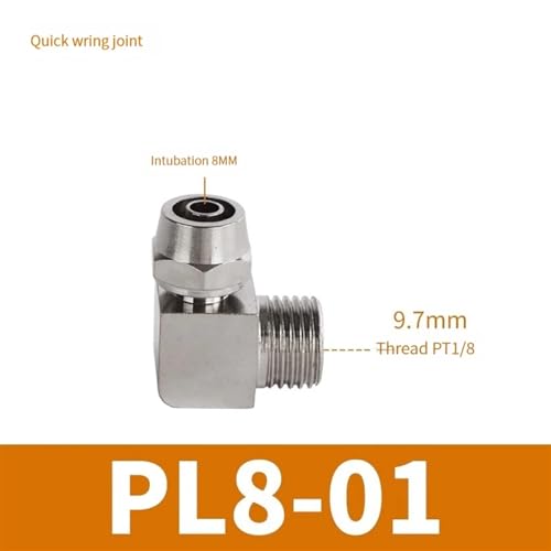 Racor neumático PL de cobre para automatización de talleres y paso de aire de 10mm 2
