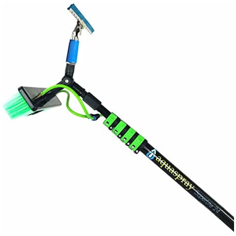 EQUIPMAXX 24 Feet Reach Solar Panel Cleaning Brush & Pole Kit Window Cleaner Solar Panel Cleaning System Washing Tool Professional Solution: Scrubber Brush & Spray Washer Water Fed Pole w/Squeegee Cover
