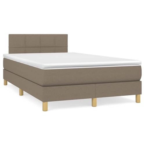 Genérico Cama Box Spring con colchón y LED Tela Gris Taupe 120x190 cm,Mobiliario,Camas y Accesorios,Camas y somieres-3270092