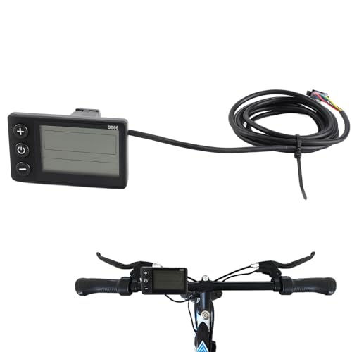 S866 Ebike LCD Display Meter with SM Plug, 24V 36V 48V IP65 Electric Scooter Control Panel, S866 Cycling Computers with Bracket for 22.2mm 0.9in Handlebars