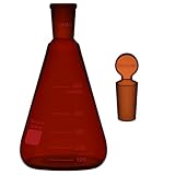 24/40 Joint Amber Erlenmeyer Flask (500 ml) Bundle with Amber Penny Head Hollow Glass Stopper (24/40 Joint) - stonylab Bundle