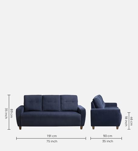 Image of Sleepyhead Yolo Designed by Duroflex - 3 Seater Sofa |Premium Fabric, Plush 3 Layer Cushioning |Modern Buttonless Tufted & Anti-Sag Comfort |Stylish & Durable |3 Years Warranty - Berry Blue