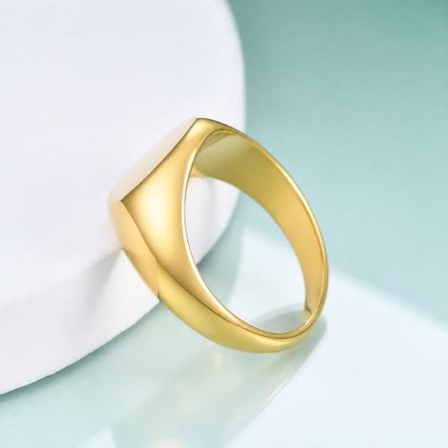 MYNENEY Stainless Steel Round Shape Classical Simple Plain Wedding Engagement Statement Pinky Band Signet Rings for Men Women Size 4-15(Gold,4.5) by MYNENEY - Used condition - Image 6