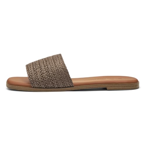 Image of Athlefit Flat Sandals Women Dressy Square Toe Raffia Summer Slide Sandals