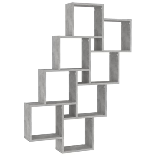 vidaXL Étagère Murale Cube, Support Suspendu avec Compartiments, Meuble Flottant Salon Salle de Séjour, Moderne, Gris Béton Bois d'Ingénierie